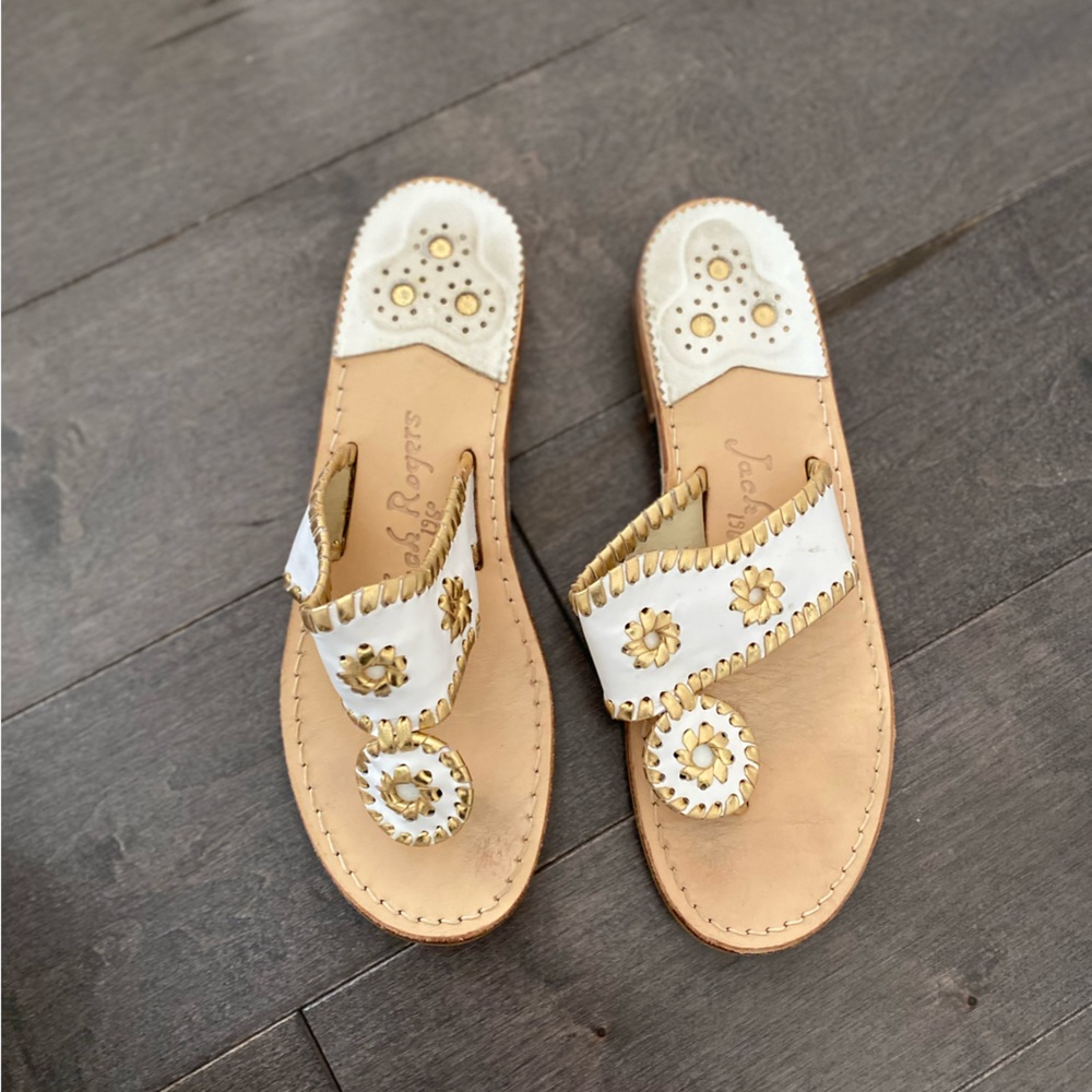 Gold + White Jack Rogers Sandals Sz 7
